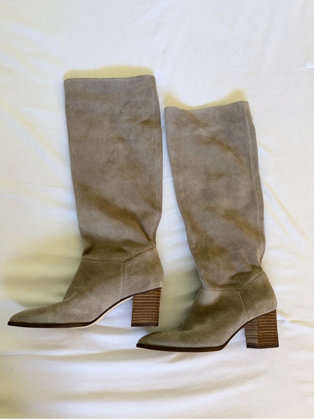 Sole Society Taupe/Gray Suede Knee-High Boots | Size 6.5
